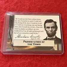 2020 Historic Autographs ABRAHAM LINCOLN Preservation Of The Union Card #69   NM picture