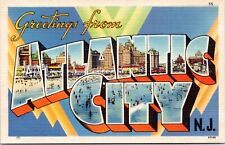 Large Letter Greetings, Atlantic City, New Jersey - c1930s Linen Postcard picture