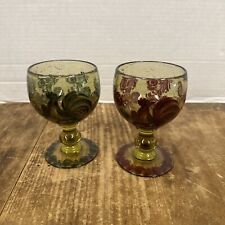 Pair of Vintage Hand Painted Wine Glasses - Bohemian? picture