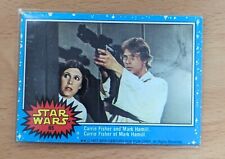 1977 Topps Star Wars Series I Blue Card #65 Carrie Fisher & Mark Hamill Vintage picture