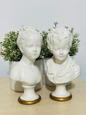 Rare  Pair of Italian Borghese Busts of a Boy and Girl in Matte White Ceramic picture