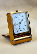 Classic 1960s LeCoultre 8-Day Folding Travel Alarm Clock Rose Gold Plated Case picture