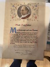 1940s VINTAGE SIGNED PAPAL APOSTOLIC BLESSING BY POPE PIUS XII RARE picture