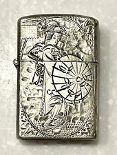 Vintage Sterling Silver Zippo Lighter  Beautiful Asian Geisha Design  picture
