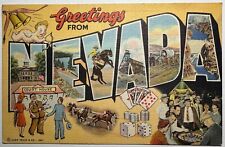 Greetings from Nevada Large Letter Gambling Poker Marriage Postcard picture