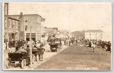 Bellevue IA~Front Street~Hansen's Cash for Eggs~Crowd~Vintage LP# Cars~1915 RPPC picture