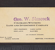 Denver Colorado-Wyoming Land Investment Ranch Farm Simcock Insurance Co Ray Gale picture