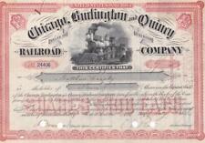 1881 Chicago, Burlington & Quincy Railroad capital stock certificate, doc stamp picture