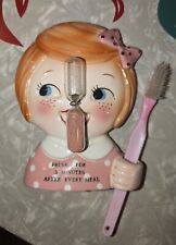 VTG Super Rare Kitschy Girl Wall Plaque Toothbrush Holder Timer Lego Japan Py  picture
