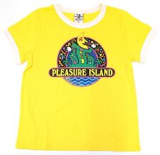 New Disney Parks 2020 Pleasure Island Vintage Logo Yellow Women's T-Shirt S-2XL picture