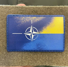 Ukrainian Army Morale Patch NATO + UKRAINE Flag Tactical Badge Hook PVC💙💛 picture