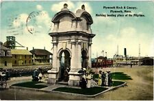 Plymouth Rock and Canopy Landing Place Pilgrims Plymouth MA Postcard c1912 picture