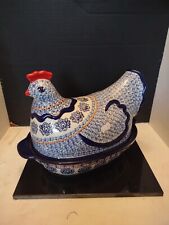  Boleslawie Polish Pottery Large  2-Piece Bakers Chicken Dish Vintage Beautiful  picture