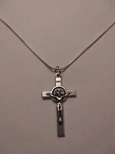 Italian Silver St Benedict Medal Crucifix Cross 20