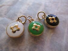 LV VUITTONS  3 ZIP PULL  charm  10x14MM , BLACK, WHITE, GREEN, GOLD  tone LOT 3 picture