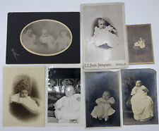 Victorian Photo Lot 7 Young Infant Baby Little Girls Antique Photograph Vtg CDV picture