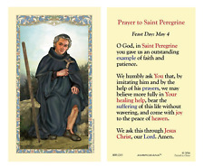 Laminated St. Peregrine Holy Prayer Card Patron Saint of Cancer & Illnesses picture