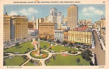 D2262 Union Square Heart of Shopping District, San Francisco 1934 Teich Linen PC picture