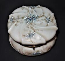 Antique Wave Crest Helmschmied Swirl Glass Opal Ware Powder Dresser Box, 5 3/8