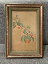 Vtg Possibly Antique Japanese Signed Watercolor Hanging Red Fruit or Vegetable picture