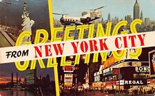New York City NY Greetings Larger Not Large Letter Chrome K58 Postcard picture