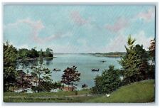 c1910's Hancock Maine ME, Glimpse Of The Tauton River Boats Antique Postcard picture