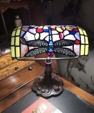 Tiffany Victorian Style Stained Dragonfly Banker Vintage Shade Light Table Lamp picture