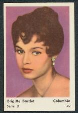 1959 BRIGITTE BARDOT COLUMBIA TV & MUSIC STARS DUTCH GUM CARD SERIE U #49 EX/MT picture