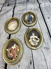 Vintage Italian Girls & Boys Gold Frame Pictures Trademark Made In Italy (4) picture