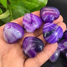 5pcs natural purple agate love heart Quartz Crystal carved Pendant Reiki 1