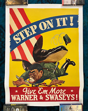 WWII WW2 Original War Poster Step On It Anti Axis Uncle Sam GMC General Motors picture
