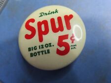 Vintage PINBACK BUTTON*Drink SPUR*soda beverage advertising* M31 picture