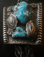Important Best Early Zuni attr. Dan Simplicio Bolo Carved Natural Turquoise picture