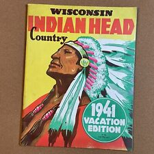 Indian Head Country | Wisconsin 1941 Tourist Booklet | Vtg 1940s Litho Cover picture