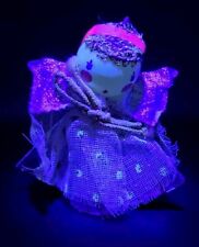 Vintage 1950s Japan Christmas Angel Ornament Glowing Fabric Paper Foil Handmade picture