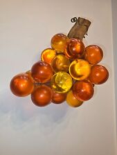 VINTAGE MID-CENTURY LUCITE GRAPE CLUSTER ON DRIFTWOOD VINE picture