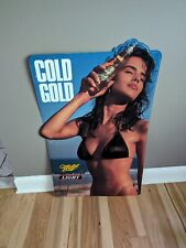 Vintage Miller Draft Mgd Beer Cold Gold Metal Tin Sign Woman Lady Swimsuit 36x22 picture