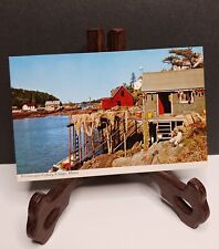Vintage Postcard, Maine Fishing Village, Coastline, Bay, Boat picture
