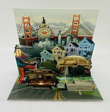 Rare Treasures 3D Pop Up Greeting Card San Francisco Cable Car Bridge Wharf P3 picture