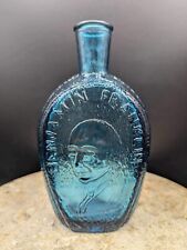 1970's Vintage Wheaton Benjamin Franklin Blue Hand Blown Glass Bottle  picture