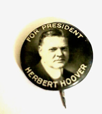 1928 For President Herbert Hoover Photo Pinback Button Whitehead & Hoag picture