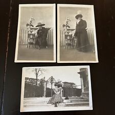 Lot of 3 stunning Belle Époque FOUND photos of lovely women fashion hats coats picture