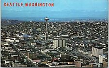 Vintage Seattle Washington Ariel View Downtown Space Needle Postcard 7-91 picture