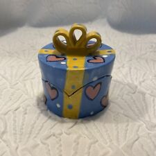 Chesapeake East Gift Box Yellow Ribbon Pink Hearts Blue Background 31/2”tall picture
