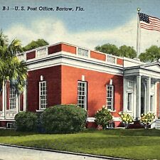 Vintage Bartow, FL Linen Postcard US Post Office Posted 1961 Florida picture