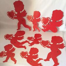 Vintage Valentines Day Cupid Cut Out Decorations Red Cupid Silhouettes Denmark picture