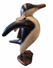 Folk Art Hand Carved Wooden Penguin Figurine 10