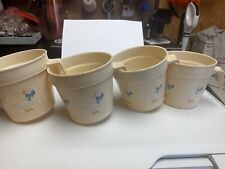 Vintage Set of 4 Aunt Rhody Plastic Cups Mother Goose Blue Bow picture
