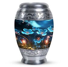 Urn Adult Majestic Blue Flowers On A Branch With Water Drops (10 Inch) Large Urn picture