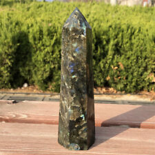 430g Natural Labradorite Quartz Obelisk Carved Crystal Tower Healing.XA5875 picture